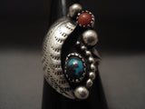 Rare Early Deposit Bisbee Turquoise Vintage Navajo Native American Jewelry Silver Ring Old-Nativo Arts