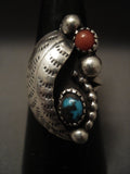 Rare Early Deposit Bisbee Turquoise Vintage Navajo Native American Jewelry Silver Ring Old-Nativo Arts