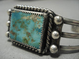 Rare!! Early Squared Royston Turquoise Vintage Native American Navajo Sterling Silver Bracelet-Nativo Arts