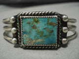 Rare!! Early Squared Royston Turquoise Vintage Native American Navajo Sterling Silver Bracelet-Nativo Arts