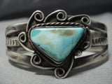Rare Early Thick Ingot Silver Vintage Native American Jewelry Navajo Turquoise Bracelet Old Cuff-Nativo Arts