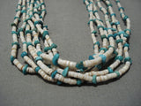 Rare Easter Blue Turquoise Vintage Native American Jewelry Navajo Sterling Silver Heishi Necklace Old-Nativo Arts