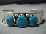 Rare Etistty Turquoise Vintage Native American Jewelry Navajo Sterling Silver Arrow Bracelet Old-Nativo Arts