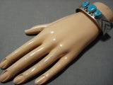 Rare Etistty Turquoise Vintage Native American Jewelry Navajo Sterling Silver Arrow Bracelet Old-Nativo Arts