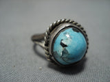 Rare Gilbert Turquoise Vintage Navajo Sterling Silver Native American Jewelry Ring Old-Nativo Arts
