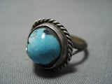 Rare Gilbert Turquoise Vintage Navajo Sterling Silver Native American Jewelry Ring Old-Nativo Arts