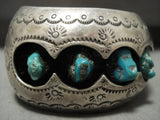 Rare 'Green Old Kingman' Turquoise Vintage Navajo Native American Jewelry Silver Bracelet-Nativo Arts