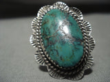Rare **green Turquoise** Vintage Navajo Native American Jewelry Silver Ring-Nativo Arts