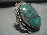 Rare **green Turquoise** Vintage Navajo Native American Jewelry Silver Ring-Nativo Arts