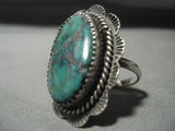 Rare **green Turquoise** Vintage Navajo Native American Jewelry Silver Ring-Nativo Arts