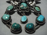Rare Heavy Vintage Native American Navajo Turquoise Sterling Silver Squash Blossom Necklace Old-Nativo Arts