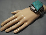 Rare High Grade Royston Turquoise Vintage Native American Navajo Sterling Silver Bracelet-Nativo Arts