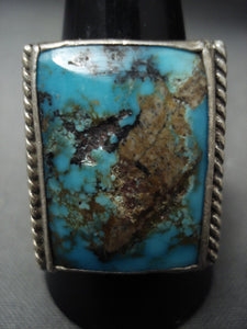 Rare Huge Gigantic Vintage Navajo Royston Turquoise Native American Jewelry Silver Ring Old-Nativo Arts