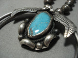 Rare Huge Loop Vintage Navajo Turquoise Sterling Silver Native American Jewelry Necklace-Nativo Arts