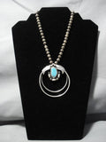 Rare Huge Loop Vintage Navajo Turquoise Sterling Silver Native American Jewelry Necklace-Nativo Arts