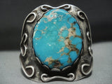 Rare Huge Turquoise Vintage Native American Jewelry Navajo Sterling Silver Bracelet For Smaller Wrist-Nativo Arts