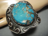 Rare Huge Turquoise Vintage Native American Jewelry Navajo Sterling Silver Bracelet For Smaller Wrist-Nativo Arts