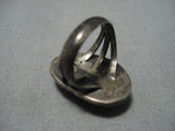 Rare Huge Vintage Native American Jewelry Navajo Damale Turquoise Sterling Silver Ring Old-Nativo Arts