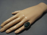 Rare Huge Vintage Native American Jewelry Navajo Damale Turquoise Sterling Silver Ring Old-Nativo Arts