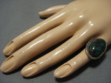 Rare Huge Vintage Native American Jewelry Navajo Damale Turquoise Sterling Silver Ring Old-Nativo Arts