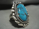 Rare Huge Vintage Navajo Red Mountain Turquoise Native American Jewelry Silver Ring-Nativo Arts