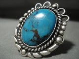 Rare Huge Vintage Navajo Red Mountain Turquoise Native American Jewelry Silver Ring-Nativo Arts
