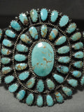Rare Huge Vintage Navajo 'Royston Teardrop Turquoise' Native American Jewelry Silver Bracelet Old-Nativo Arts