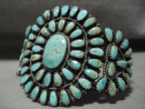 Rare Huge Vintage Navajo 'Royston Teardrop Turquoise' Native American Jewelry Silver Bracelet Old-Nativo Arts