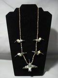 Rare! Hummingbird Hand Carved Fetish Native American Jewelry Silver Santo Domingo/ Navajo Necklace-Nativo Arts