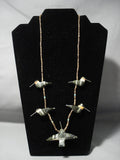 Rare! Hummingbird Hand Carved Fetish Native American Jewelry Silver Santo Domingo/ Navajo Necklace-Nativo Arts