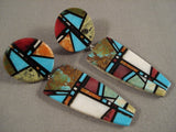 Rare Inlay Maiden Turquoise Santo Domingo Turquoise Onyx Earrings-Nativo Arts