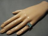 Rare Intricate Vintage Zuni Native American Jewelry Navajo Turquoise Sterling Silver Butterfly Ring-Nativo Arts