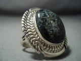 Rare Kee Family Vintage Navajo Lander Blue Turquoise Sterling Native American Jewelry Silver Ring-Nativo Arts