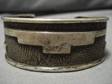 Rare Long Geometric! Vintage Native American Navajo Sterling Silver Cloud Bracelet Old-Nativo Arts