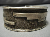 Rare Long Geometric! Vintage Native American Navajo Sterling Silver Cloud Bracelet Old-Nativo Arts