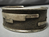 Rare Long Geometric! Vintage Native American Navajo Sterling Silver Cloud Bracelet Old-Nativo Arts