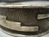 Rare Long Geometric! Vintage Native American Navajo Sterling Silver Cloud Bracelet Old-Nativo Arts