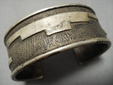 Rare Long Geometric! Vintage Native American Navajo Sterling Silver Cloud Bracelet Old-Nativo Arts
