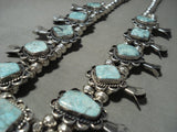 Rare Mcginnis Turquoise Vintage Navajo Native American Jewelry Silver Squash Blossom Necklace-Nativo Arts