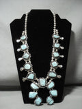 Rare Mcginnis Turquoise Vintage Navajo Native American Jewelry Silver Squash Blossom Necklace-Nativo Arts