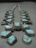 Rare Mcginnis Turquoise Vintage Navajo Native American Jewelry Silver Squash Blossom Necklace-Nativo Arts