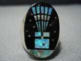 Rare Midnght Space Kachina Turquoise Sterling Silver Navajo Native American Jewelry jewelry Ring-Nativo Arts