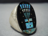Rare Midnght Space Kachina Turquoise Sterling Silver Navajo Native American Jewelry jewelry Ring-Nativo Arts