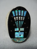 Rare Midnght Space Kachina Turquoise Sterling Silver Navajo Native American Jewelry jewelry Ring-Nativo Arts