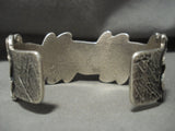 Rare Modernistic Navajo 'Spinning Saws' Native American Jewelry Silver Tufa Cast Bracelet-Nativo Arts