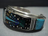 Rare Native American Jewelry Navajo Turquoise Midnight Space Kachina Sterling Silver Turquoise Bracelet-Nativo Arts