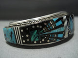 Rare Native American Jewelry Navajo Turquoise Midnight Space Kachina Sterling Silver Turquoise Bracelet-Nativo Arts