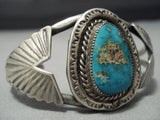 Rare Natural Turquoise Vintage Navajo Native American Jewelry Sterling Silver Bracelet-Nativo Arts