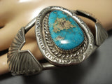 Rare Natural Turquoise Vintage Navajo Native American Jewelry Sterling Silver Bracelet-Nativo Arts