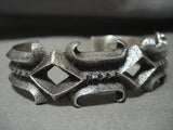 Rare Navajo Aaron Anderson "Thorns of Native American Jewelry Silver" Tufa Cast Bracelet-Nativo Arts